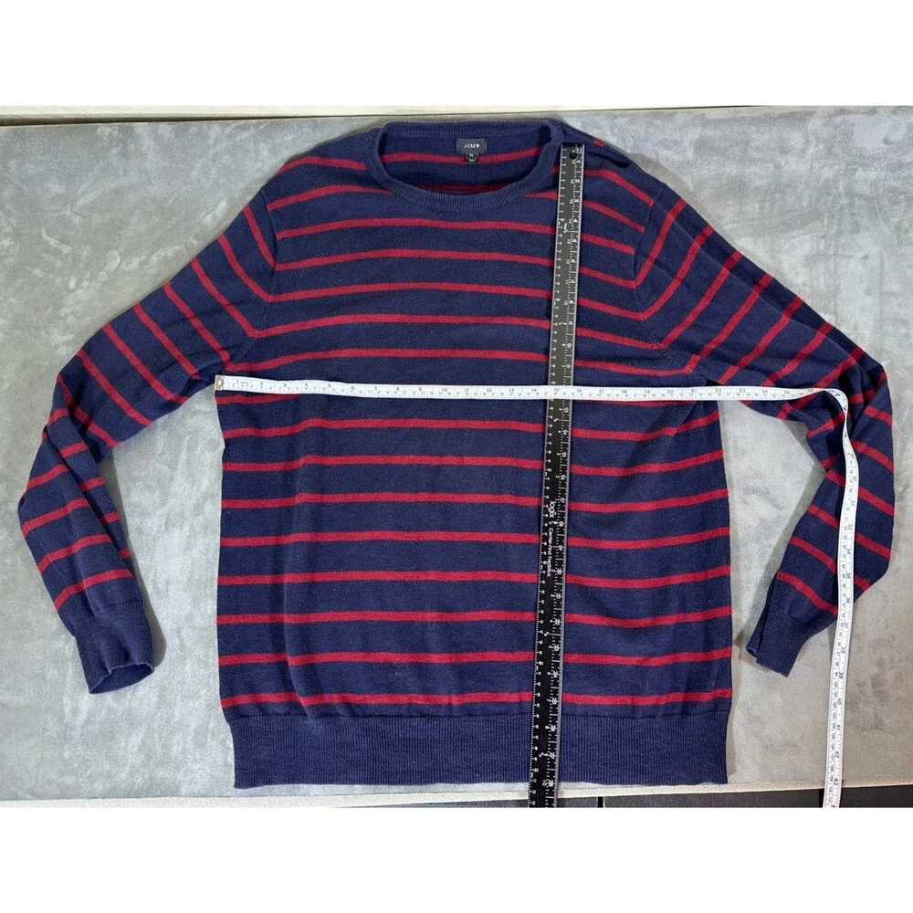 J Crew XL Striped Sweater Navy Maroon Freddy K Style Men’s 100% Cotton Retro